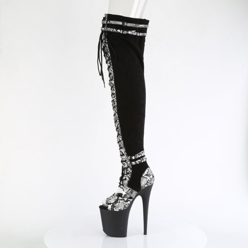 Pleaser Flamingo-3027SP Suede Hoge Hakken Dames Zwart | KSIHN-BE