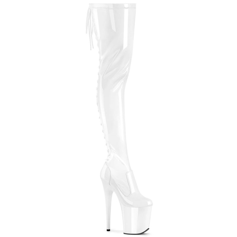 Pleaser Flamingo-3850 Hoge Hakken Dames Wit | HTUPK-BE