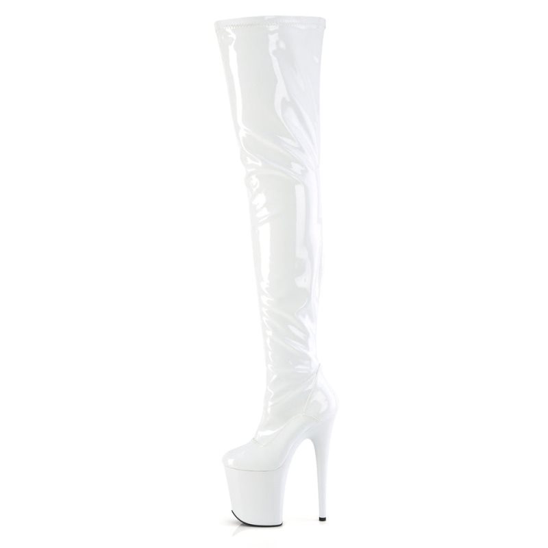Pleaser Flamingo-4000 Hoge Hakken Dames Wit | OBCMD-BE