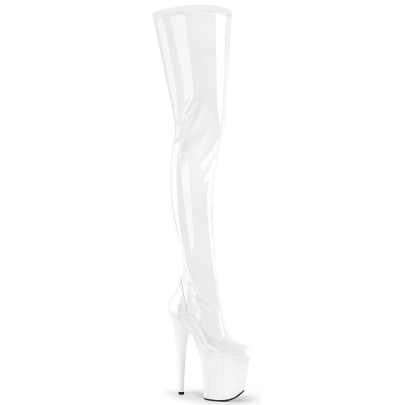 Pleaser Flamingo-4000 Hoge Hakken Dames Wit | OBCMD-BE