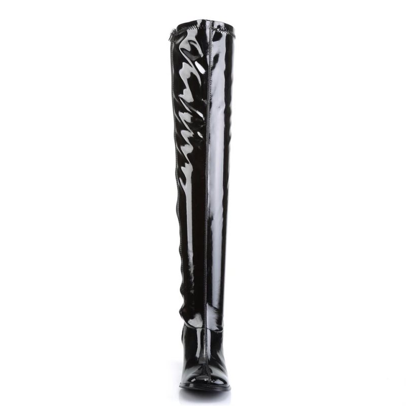 Pleaser Gogo-3000 Hoge Hakken Dames Zwart | KVNTD-BE