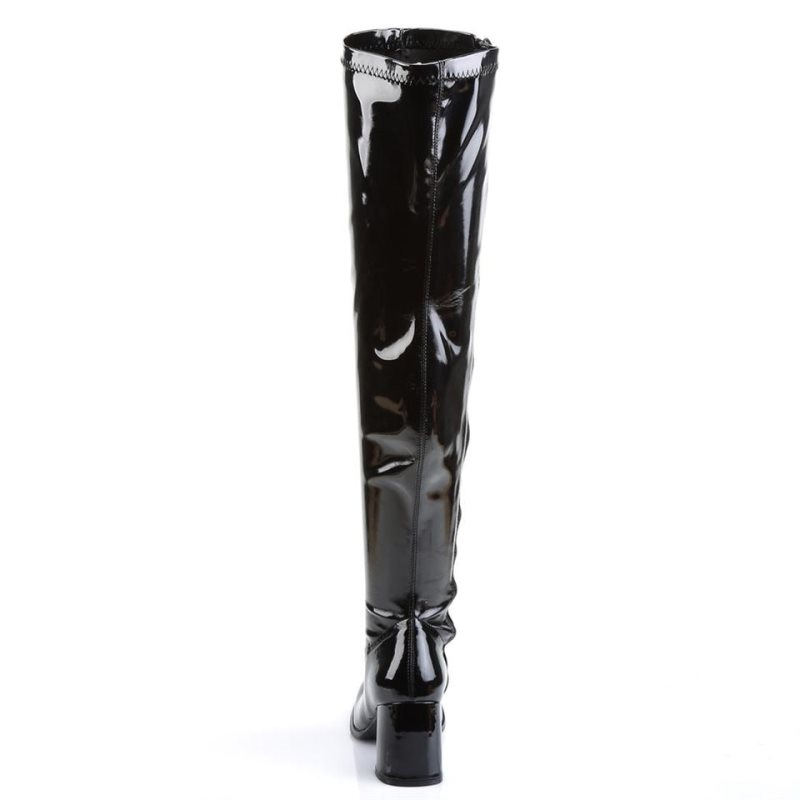 Pleaser Gogo-3000 Hoge Hakken Dames Zwart | KVNTD-BE