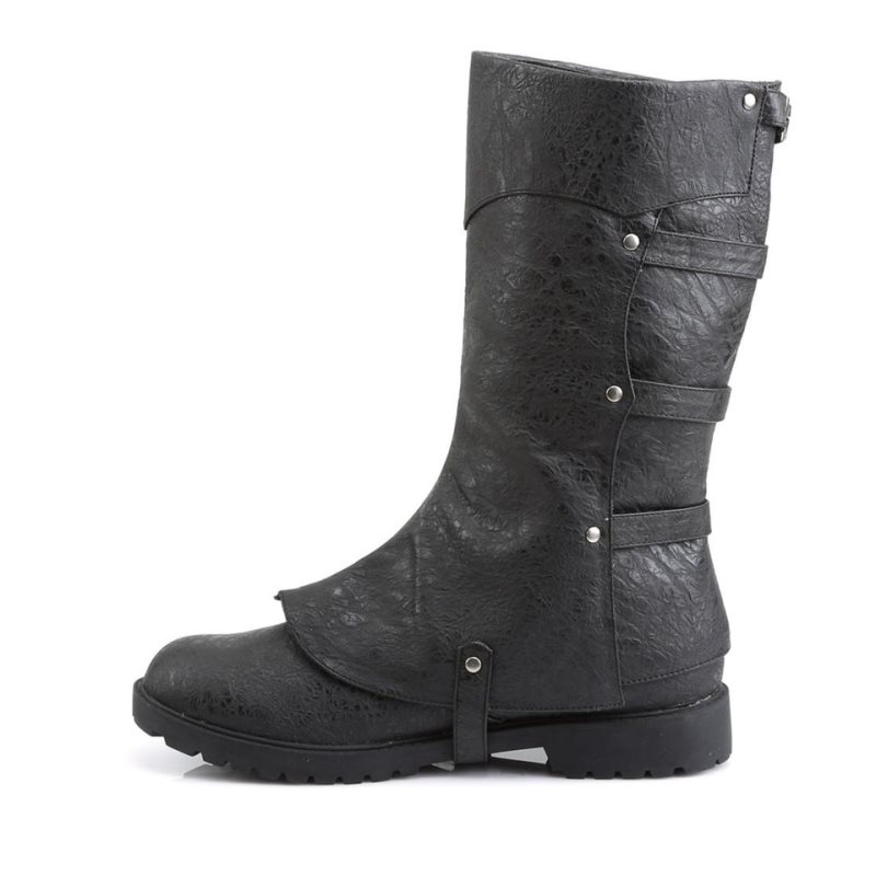 Pleaser Gotham-105 Vegan Leather Knie Laarzen Heren Zwart | HULTB-BE