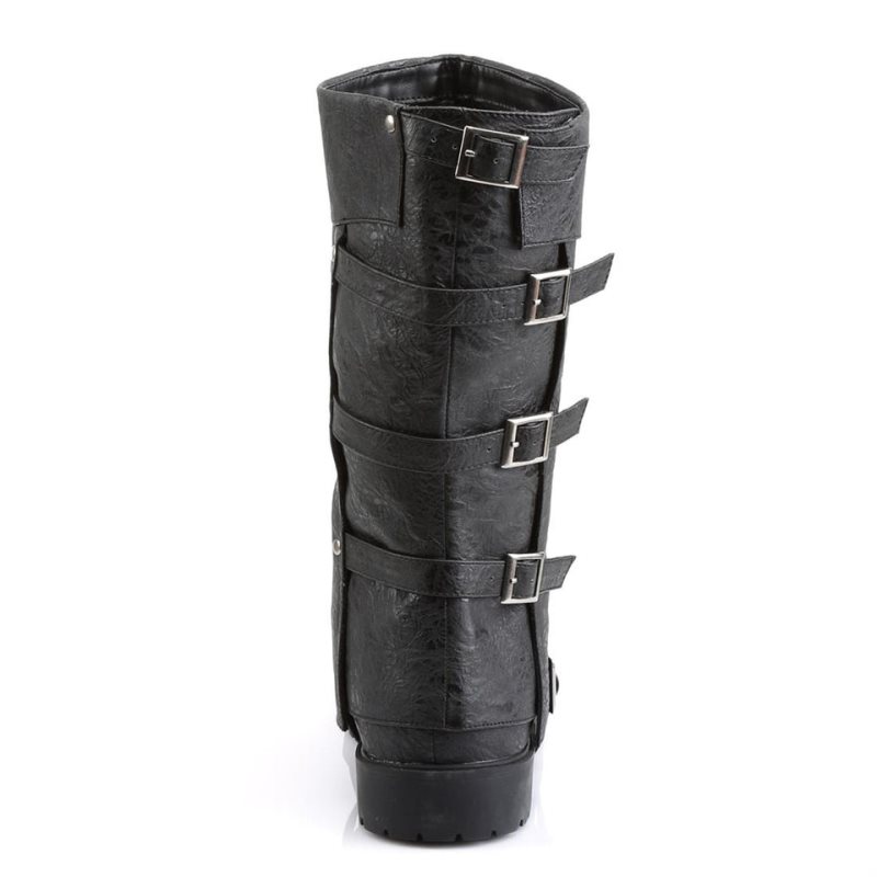 Pleaser Gotham-105 Vegan Leather Knie Laarzen Heren Zwart | HULTB-BE