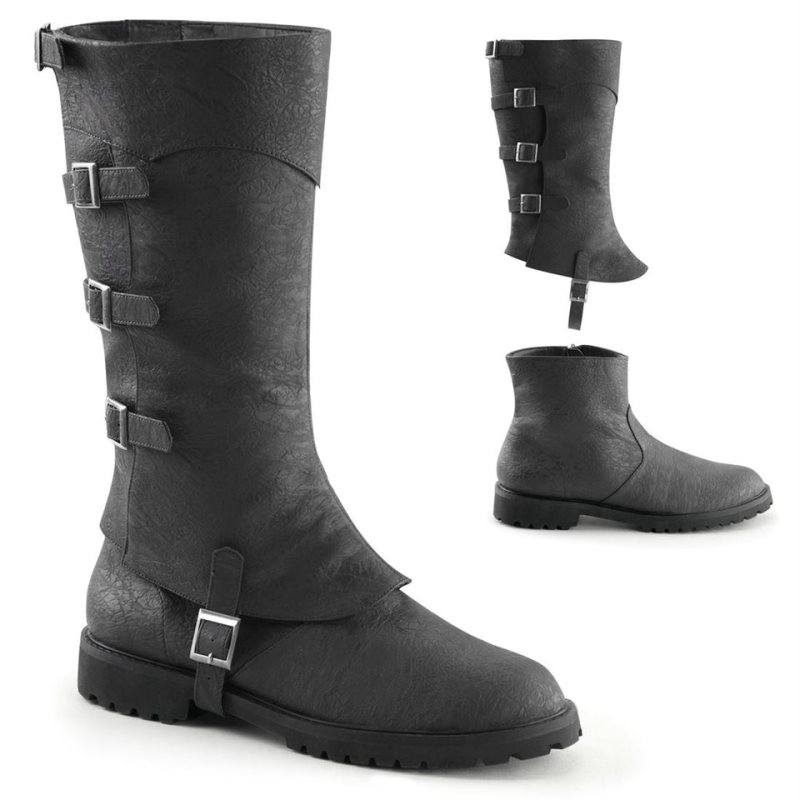 Pleaser Gotham-105 Vegan Leather Knie Laarzen Heren Zwart | HULTB-BE