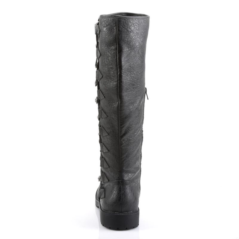 Pleaser Gotham-109 Vegan Leather Knie Laarzen Heren Zwart | CLITP-BE