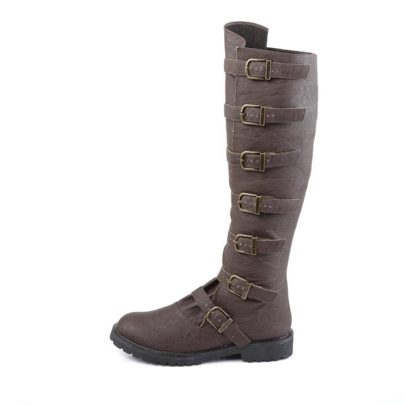 Pleaser Gotham-110 Knie Laarzen Heren Bruin | XROCK-BE