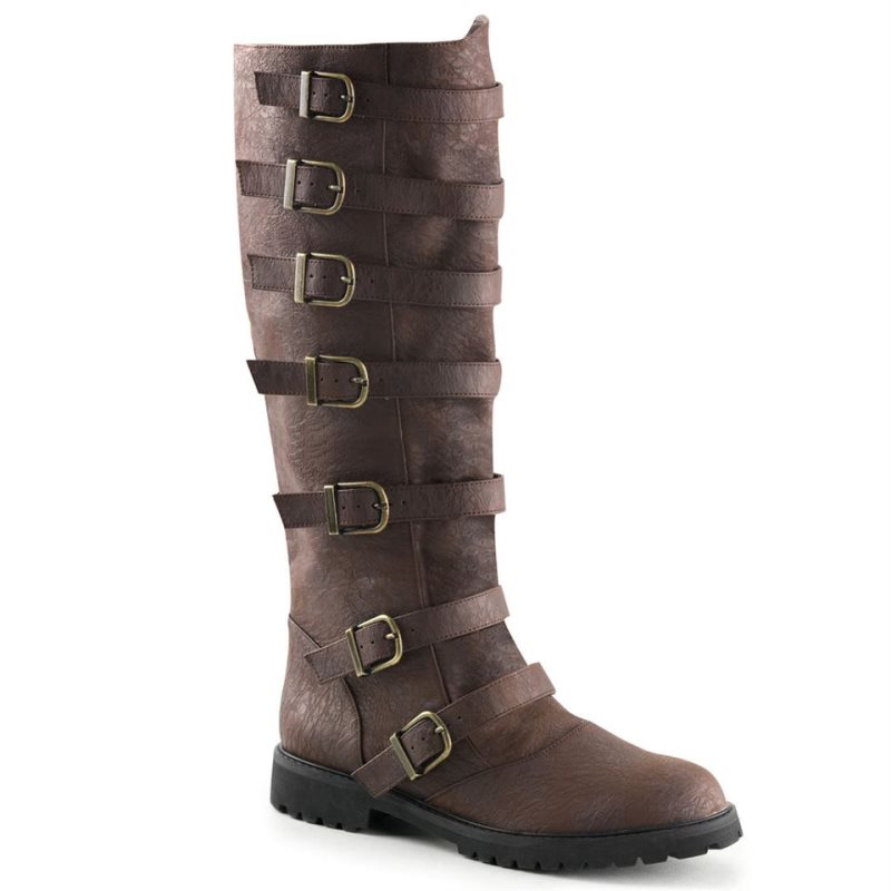 Pleaser Gotham-110 Knie Laarzen Heren Bruin | XROCK-BE