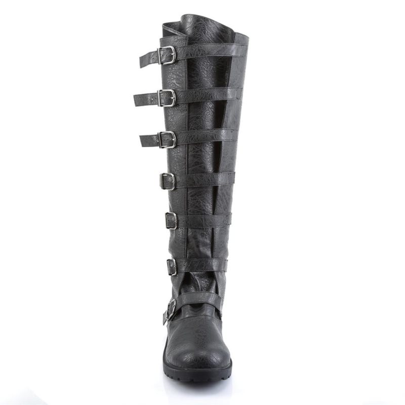 Pleaser Gotham-110 Vegan Leather Knie Laarzen Heren Zwart | ADSQU-BE