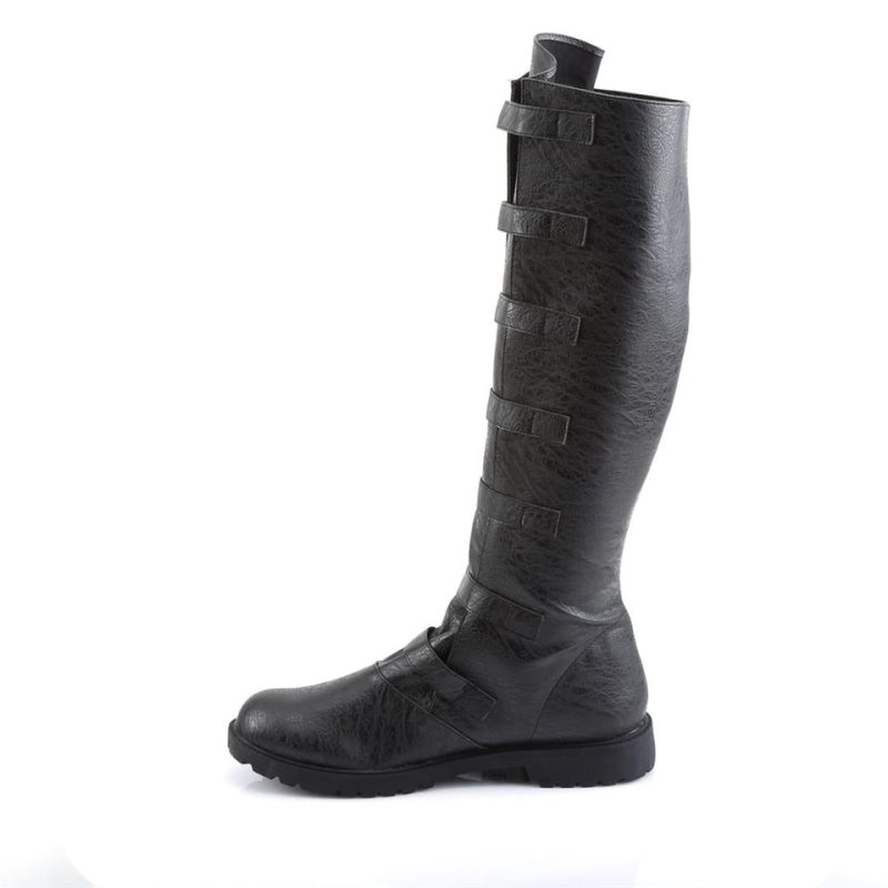 Pleaser Gotham-110 Vegan Leather Knie Laarzen Heren Zwart | ADSQU-BE