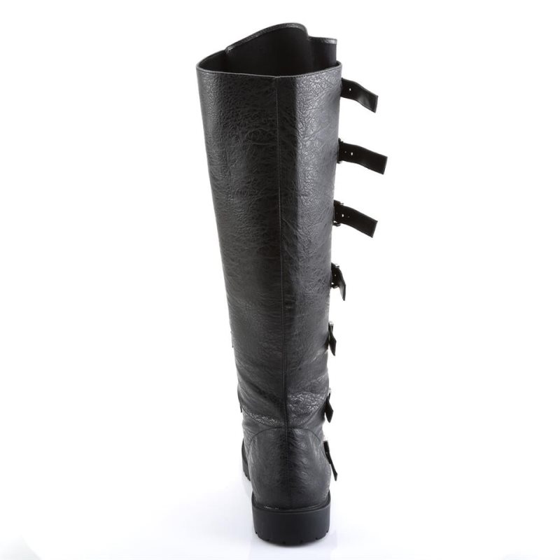 Pleaser Gotham-110 Vegan Leather Knie Laarzen Heren Zwart | ADSQU-BE