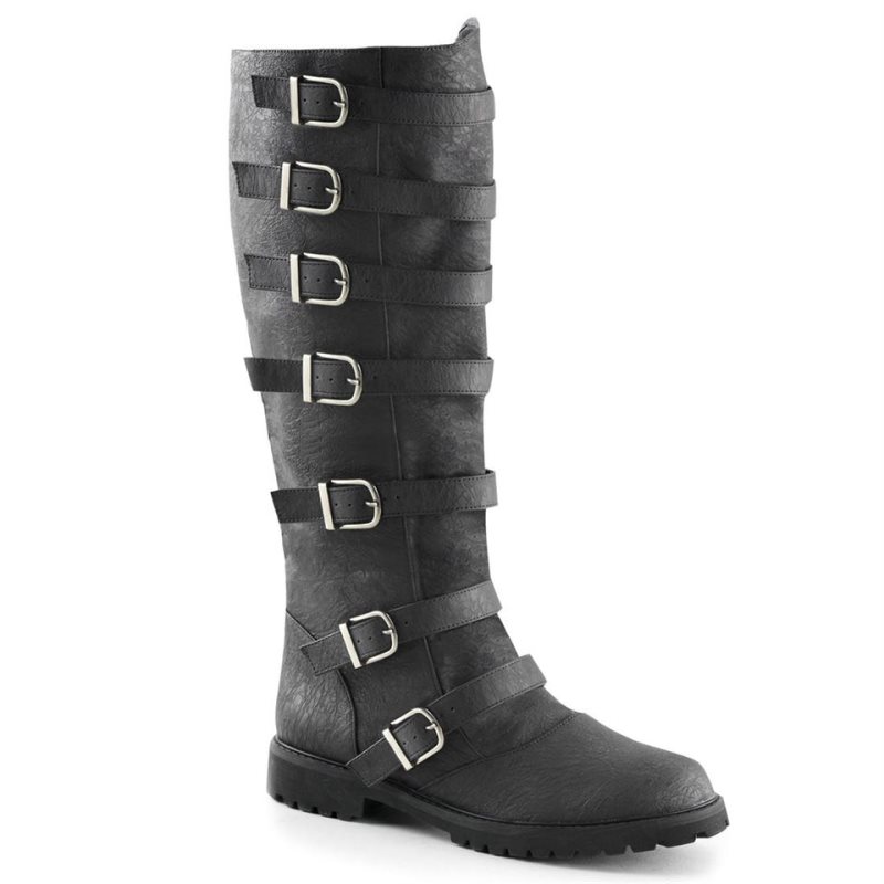 Pleaser Gotham-110 Vegan Leather Knie Laarzen Heren Zwart | ADSQU-BE