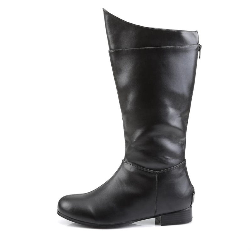 Pleaser Hero-100 Vegan Leather Knie Laarzen Heren Zwart | IXMND-BE