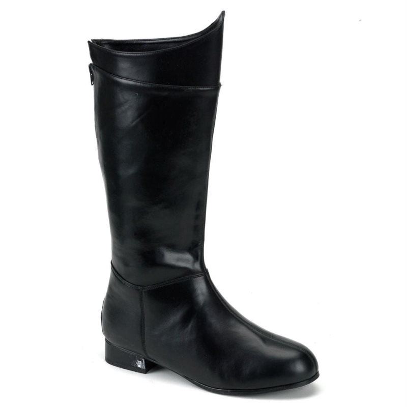 Pleaser Hero-100 Vegan Leather Knie Laarzen Heren Zwart | IXMND-BE