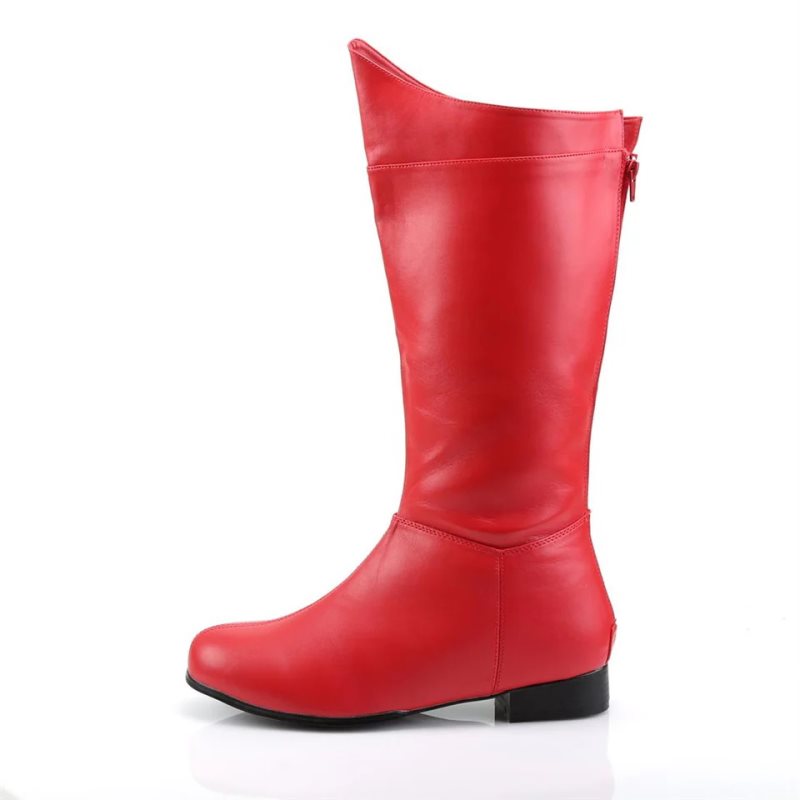 Pleaser Hero-100 Vegan Leather Knie Laarzen Heren Rood | BTKQM-BE
