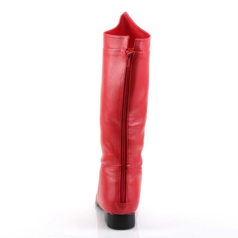 Pleaser Hero-100 Vegan Leather Knie Laarzen Heren Rood | BTKQM-BE