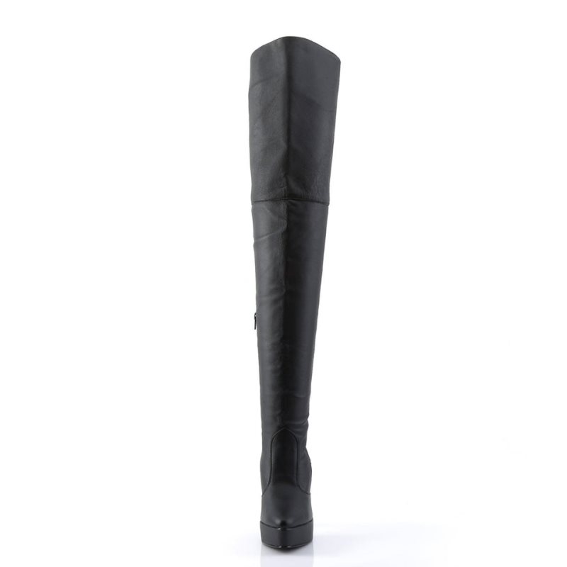 Pleaser Indulge-3011 Leather Hoge Hakken Dames Zwart | THPFE-BE