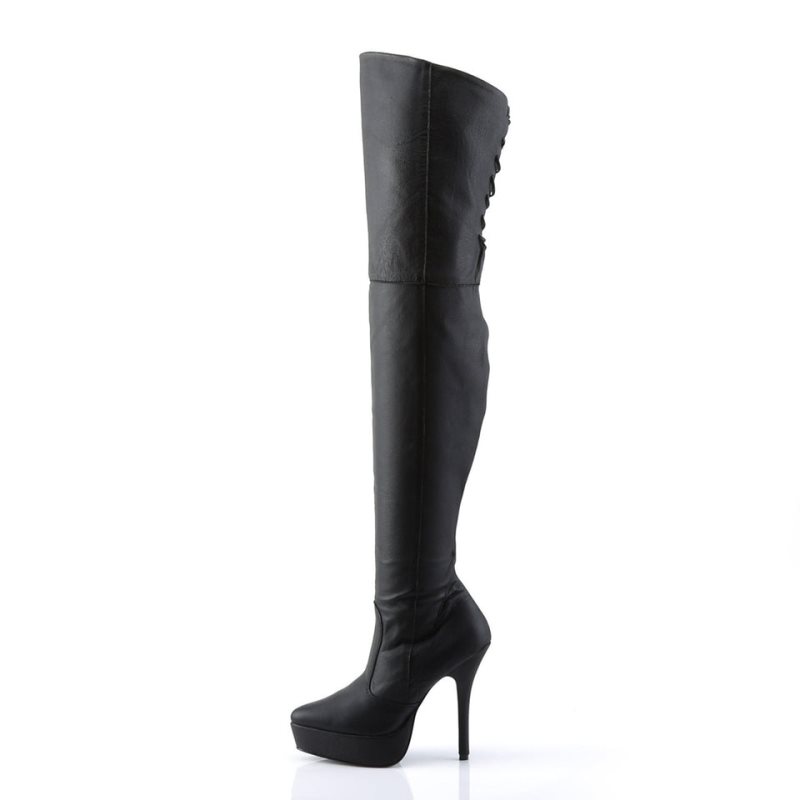 Pleaser Indulge-3011 Leather Hoge Hakken Dames Zwart | THPFE-BE