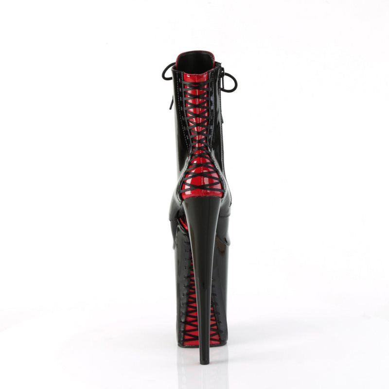 Pleaser Infinity-1020FH Laarzen Dames Zwart Rood | MHRQJ-BE