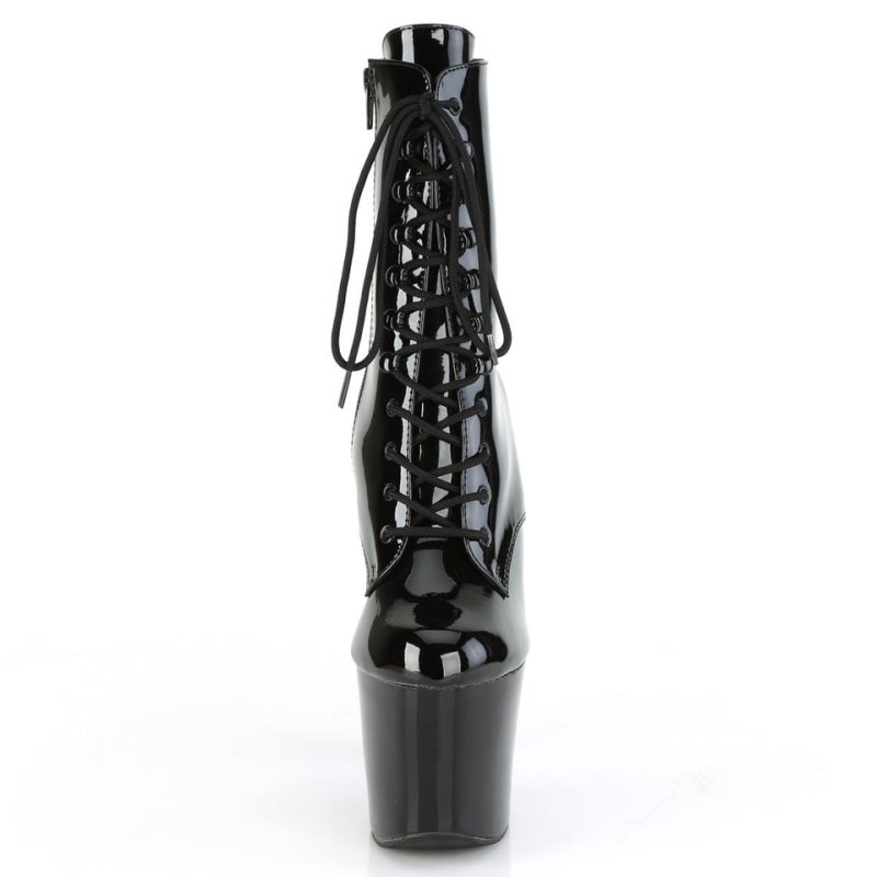 Pleaser Irongrip-1020 Laarzen Dames Zwart Zilver | AVUWH-BE