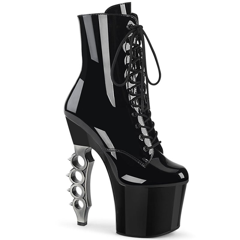 Pleaser Irongrip-1020 Laarzen Dames Zwart Zilver | AVUWH-BE