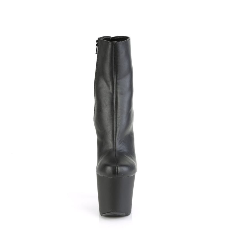 Pleaser Irongrip-1042 Vegan Leather Laarzen Dames Zwart Zilver | MVBWC-BE