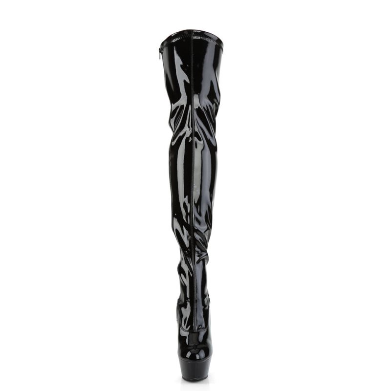 Pleaser Kiss-3000 Hoge Hakken Dames Zwart | OZAUK-BE