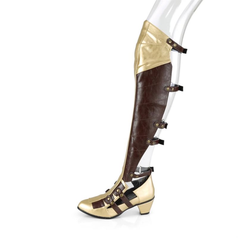 Pleaser Maiden-8830 Hoge Hakken Dames Bruin Goud | HZYPI-BE