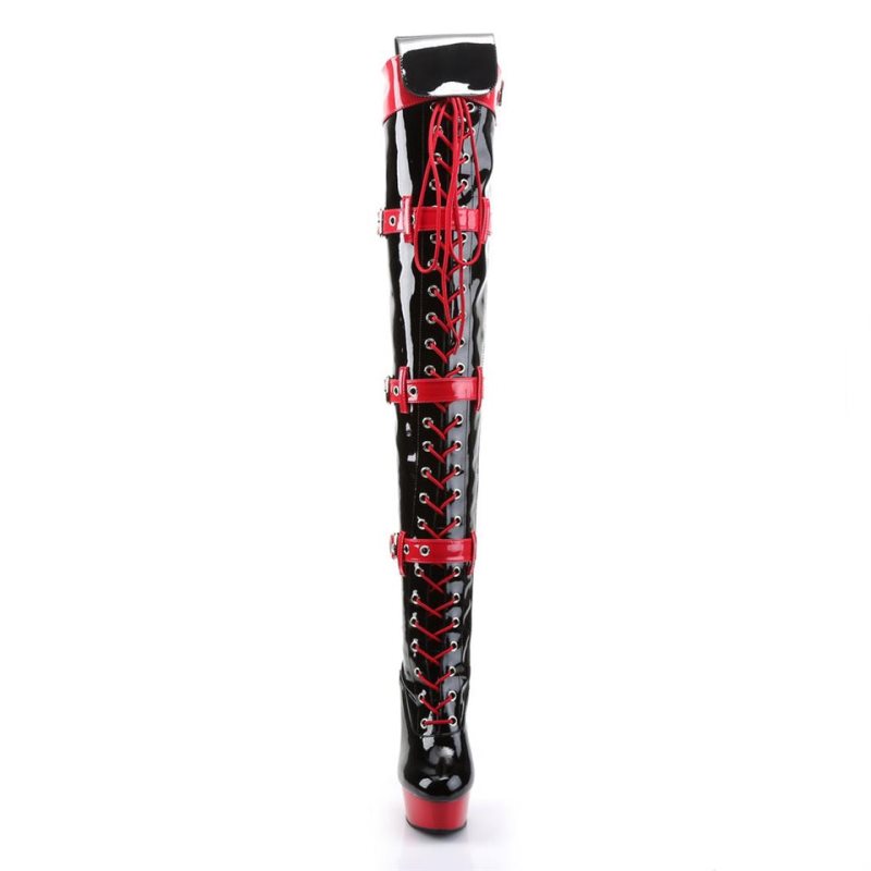 Pleaser Medic-3028 Hoge Hakken Dames Zwart Rood | CMLZT-BE