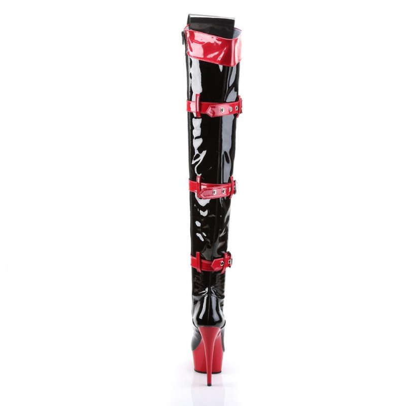 Pleaser Medic-3028 Hoge Hakken Dames Zwart Rood | CMLZT-BE