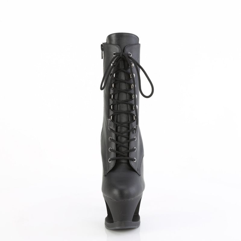 Pleaser Moon-1020SK Vegan Leather Laarzen Dames Zwart | UIOGC-BE