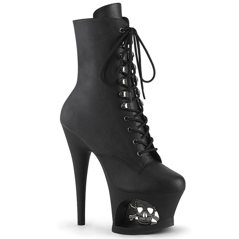 Pleaser Moon-1020SK Vegan Leather Laarzen Dames Zwart | UIOGC-BE