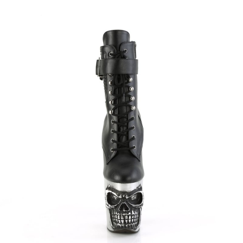 Pleaser Rapture-1020STR-LT Vegan Leather Laarzen Dames Zwart Zilver | TWXCD-BE