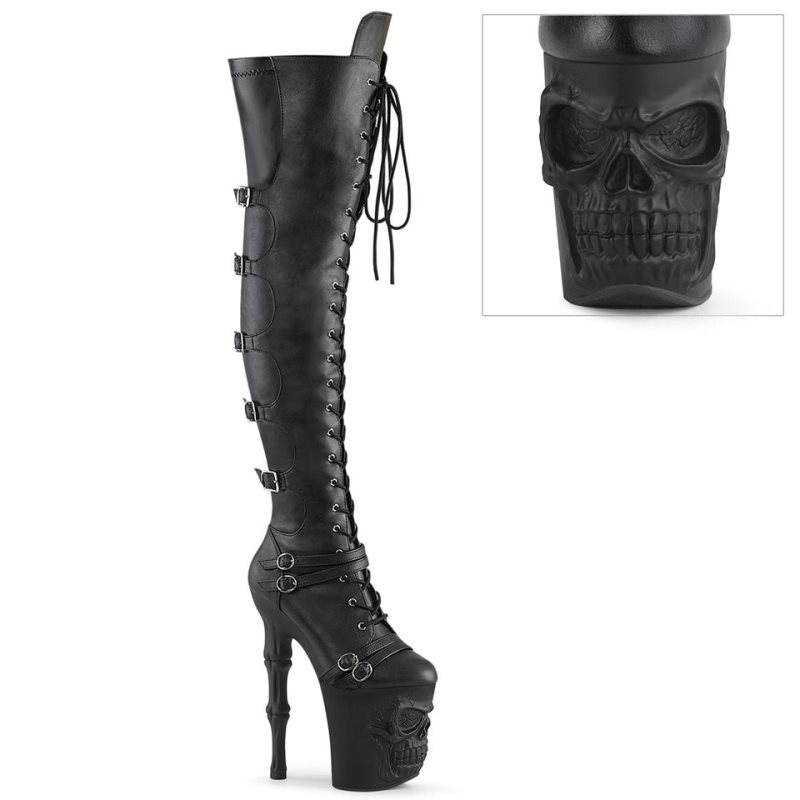 Pleaser Rapture-3045 Vegan Leather Hoge Hakken Dames Zwart | NVMZO-BE