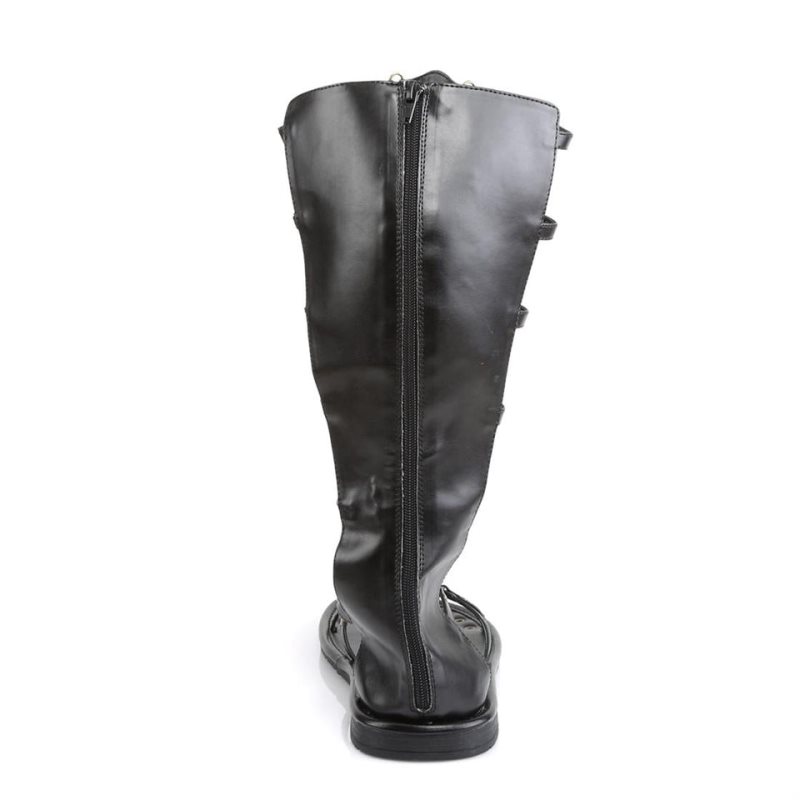 Pleaser Roman-15 Vegan Leather Platte Sandalen Heren Zwart | GNCXW-BE