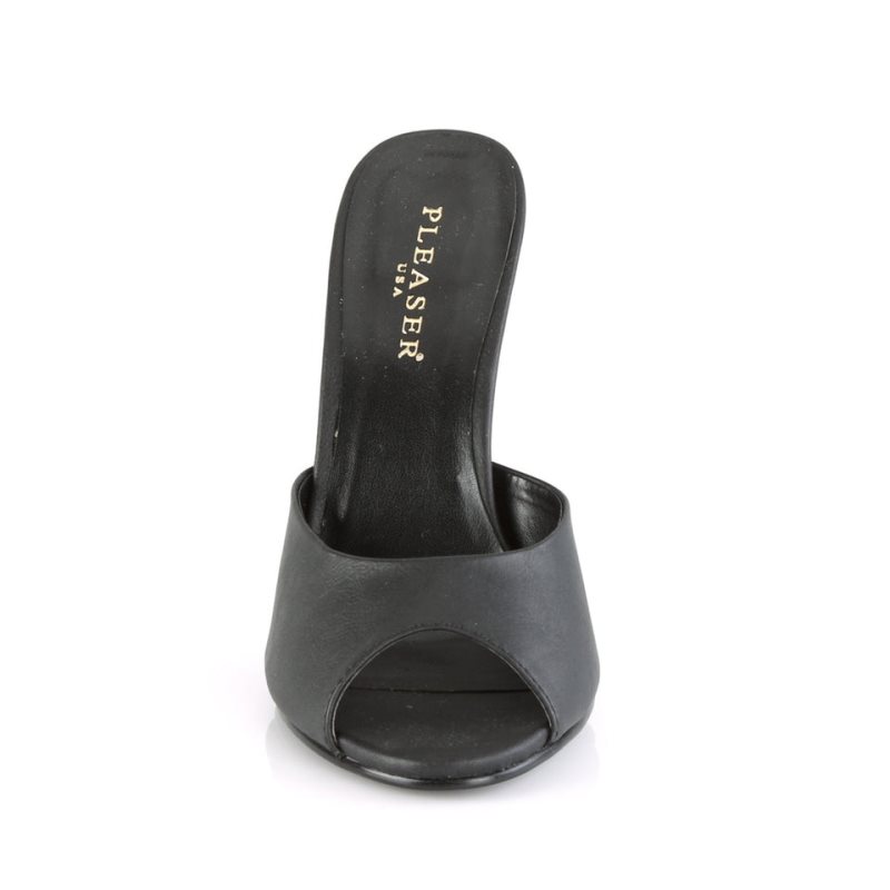 Pleaser Seduce-101 Vegan Leather Mules Dames Zwart | CHYWI-BE