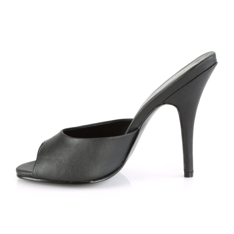 Pleaser Seduce-101 Vegan Leather Mules Dames Zwart | CHYWI-BE