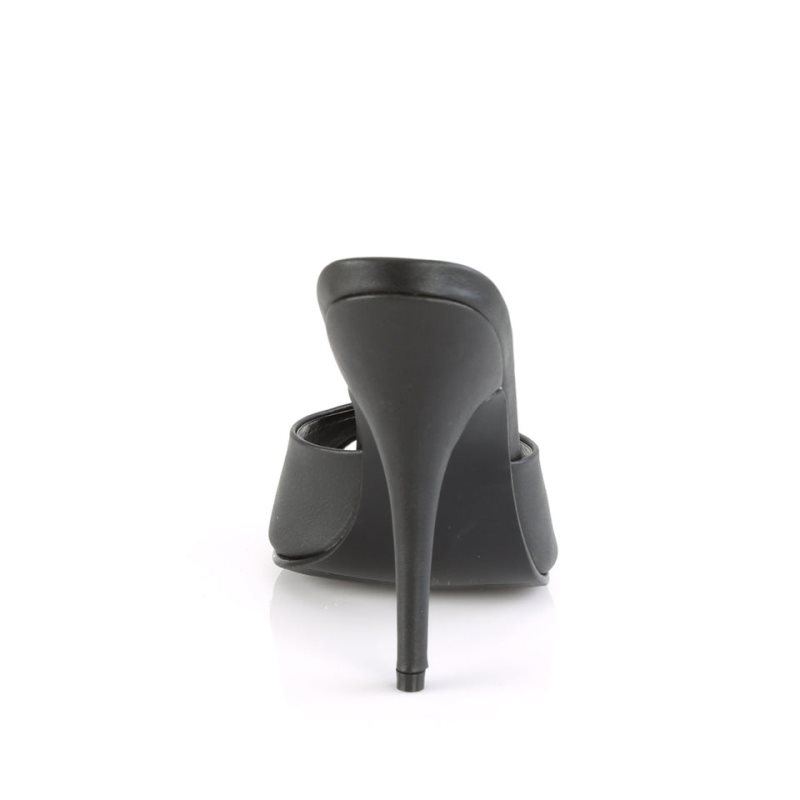Pleaser Seduce-101 Vegan Leather Mules Dames Zwart | CHYWI-BE