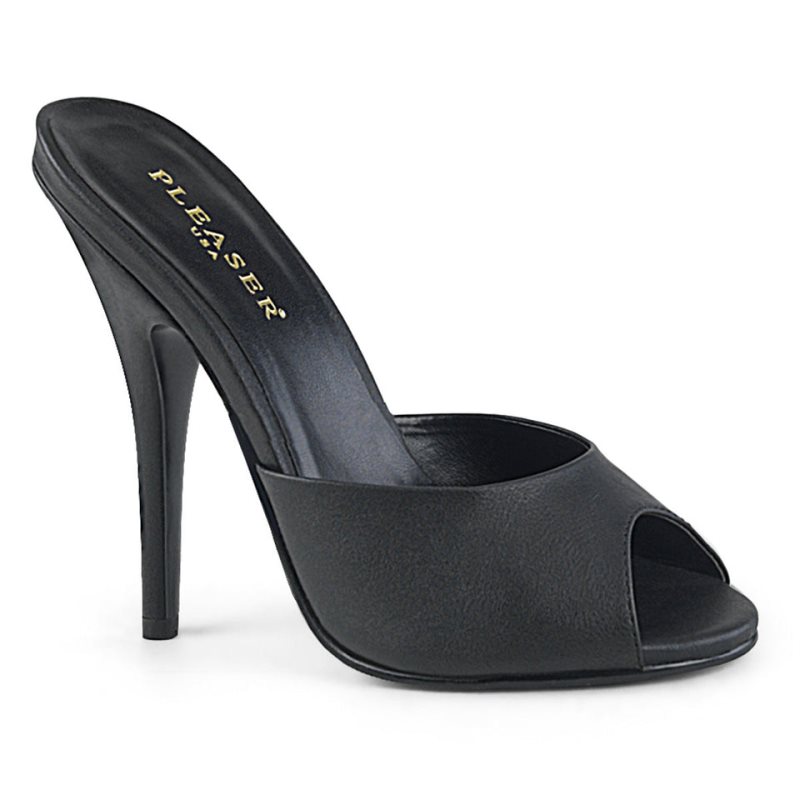 Pleaser Seduce-101 Vegan Leather Mules Dames Zwart | CHYWI-BE