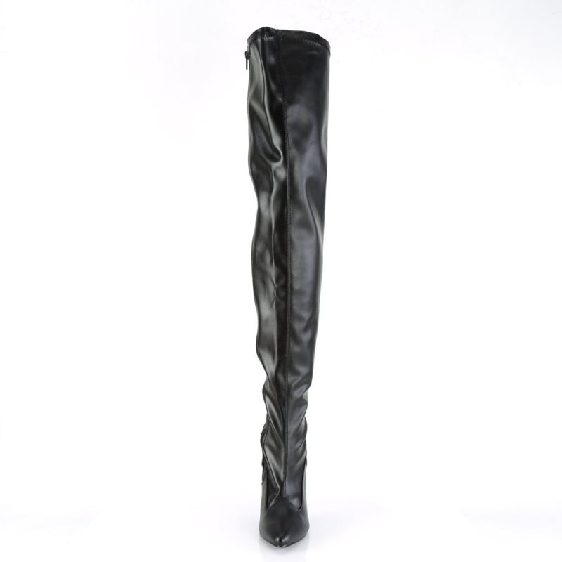 Pleaser Seduce-3000 Vegan Leather Hoge Hakken Dames Zwart | DOXHJ-BE