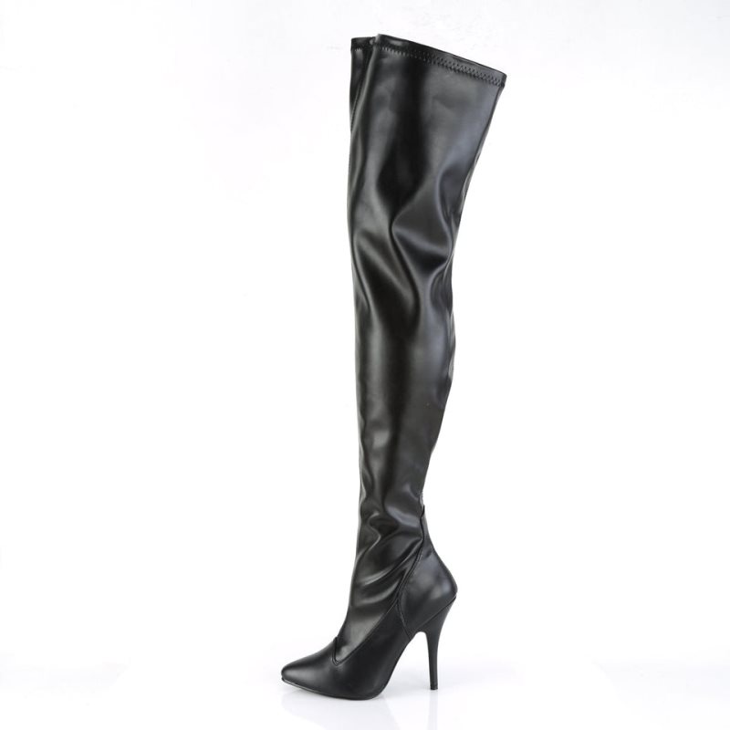 Pleaser Seduce-3000 Vegan Leather Hoge Hakken Dames Zwart | DOXHJ-BE
