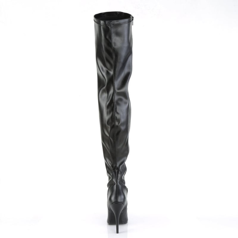 Pleaser Seduce-3000 Vegan Leather Hoge Hakken Dames Zwart | DOXHJ-BE