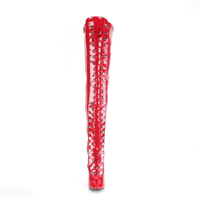 Pleaser Seduce-3024 Hoge Hakken Dames Rood | GBMKW-BE