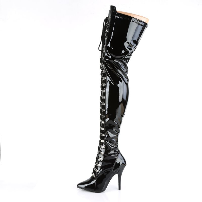 Pleaser Seduce-3024 Hoge Hakken Dames Zwart | NKFTE-BE