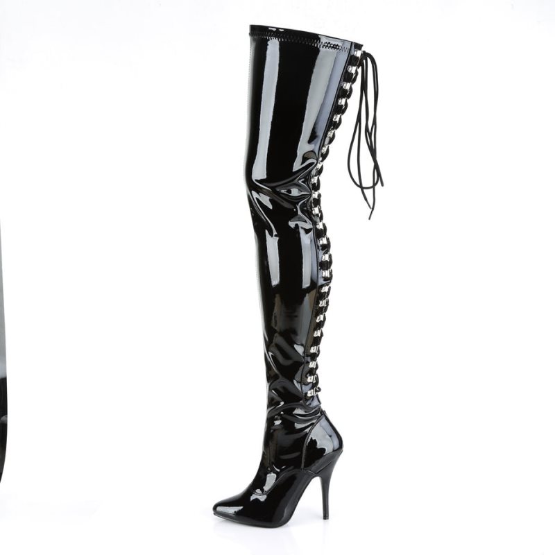 Pleaser Seduce-3063 Hoge Hakken Dames Zwart | LXFRT-BE