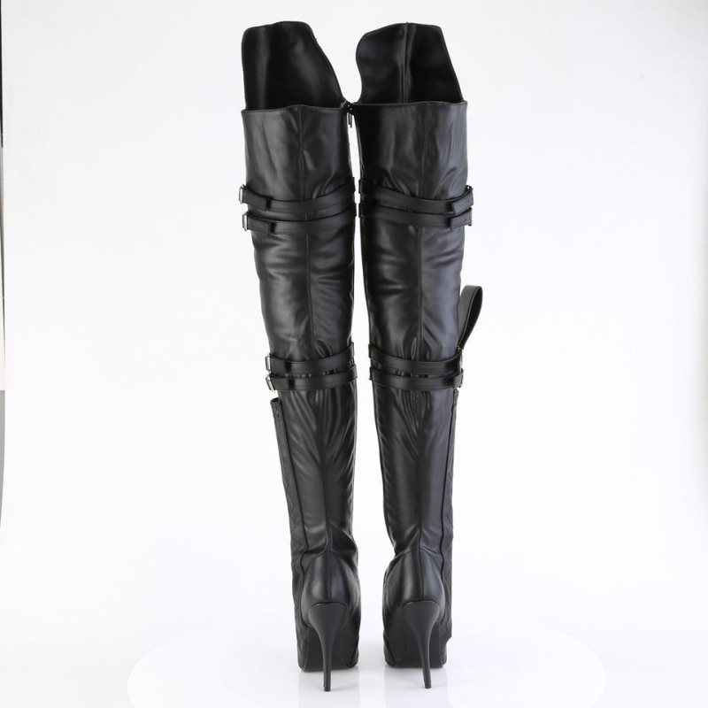 Pleaser Seduce-3080 Vegan Leather Hoge Hakken Dames Zwart | WYETX-BE