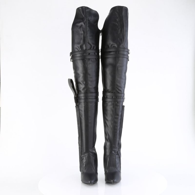 Pleaser Seduce-3080 Vegan Leather Hoge Hakken Dames Zwart | WYETX-BE