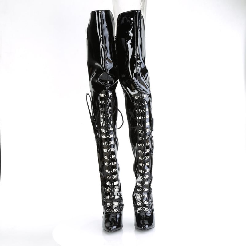 Pleaser Seduce-3082 Hoge Hakken Dames Zwart | CVFYX-BE