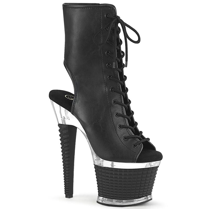 Pleaser Spectator-1016 Vegan Leather Laarzen Dames Zwart | XPGJT-BE