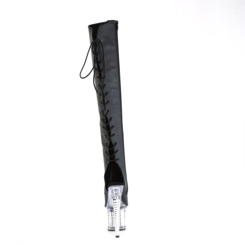 Pleaser Spectator-3019 Faxur Leather Hoge Hakken Dames Zwart | ZVTOL-BE